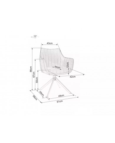 Chaise rembourrée en tissu pivotante 180° et pieds en bois Dazalia