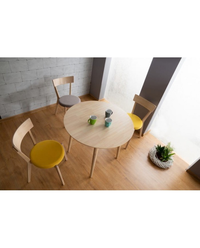 Chaise bois massif chêne miel avec assise tissu Sonel