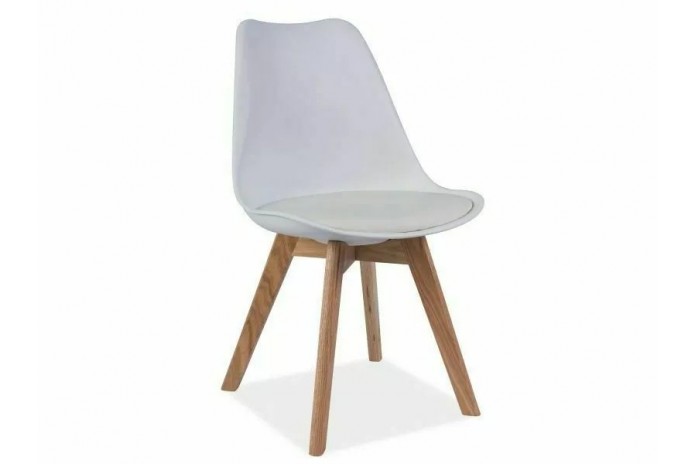 Chaise en PVC et pieds bois massif chêne Chris