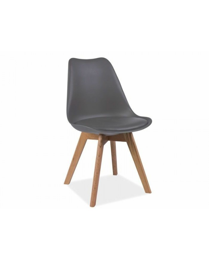 Chaise en PVC et pieds bois massif chêne Chris