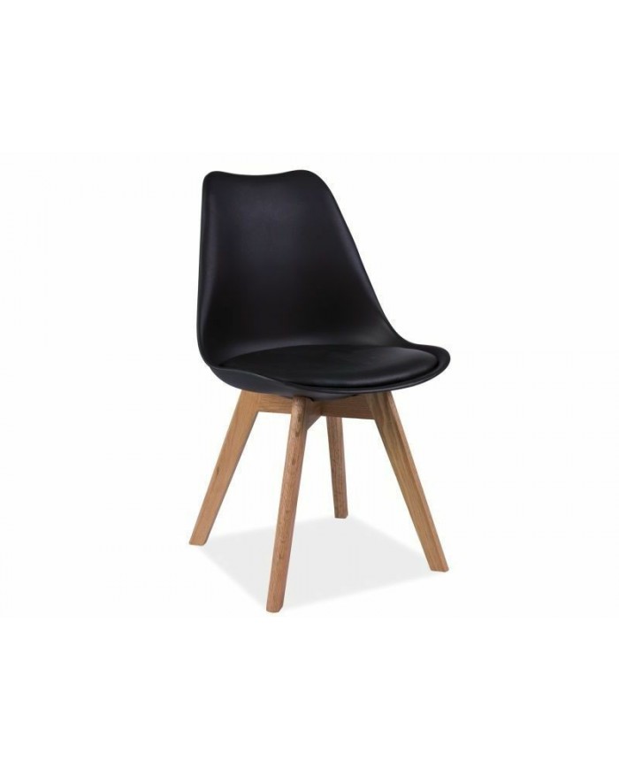 Chaise en PVC et pieds bois massif chêne Chris