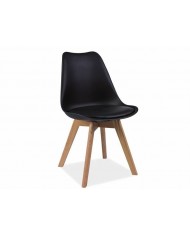 Chaise en PVC et pieds bois massif chêne Chris