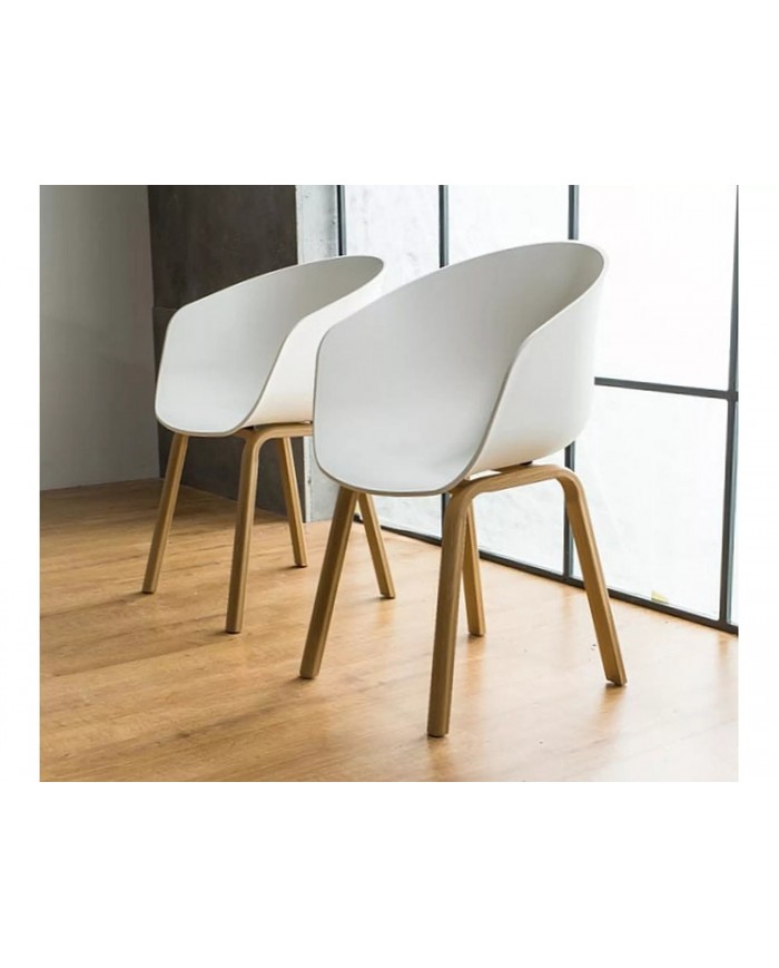 Chaise Pvc avec pieds bois massif chêne Ego