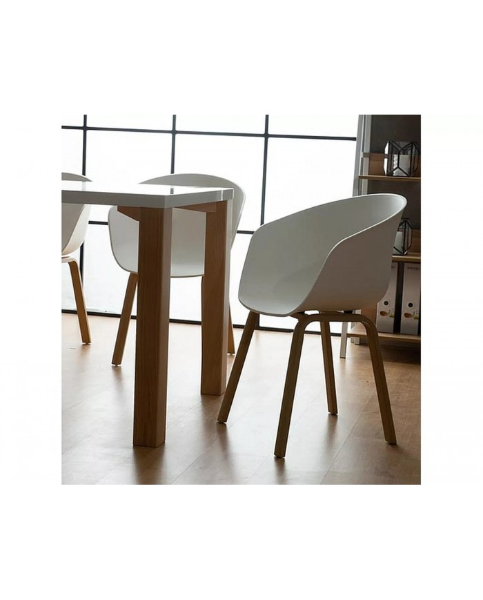 Chaise Pvc avec pieds bois massif chêne Ego