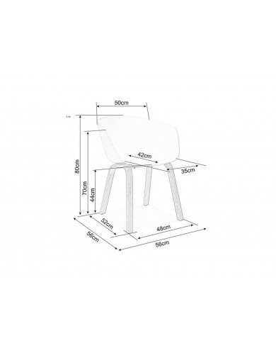 Chaise Pvc avec pieds bois massif chêne Ego