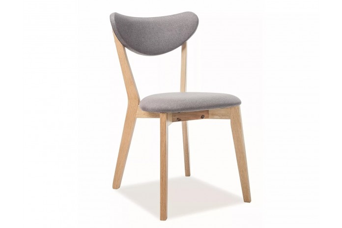 Chaise bois massif chêne avec assise tissu Brondo