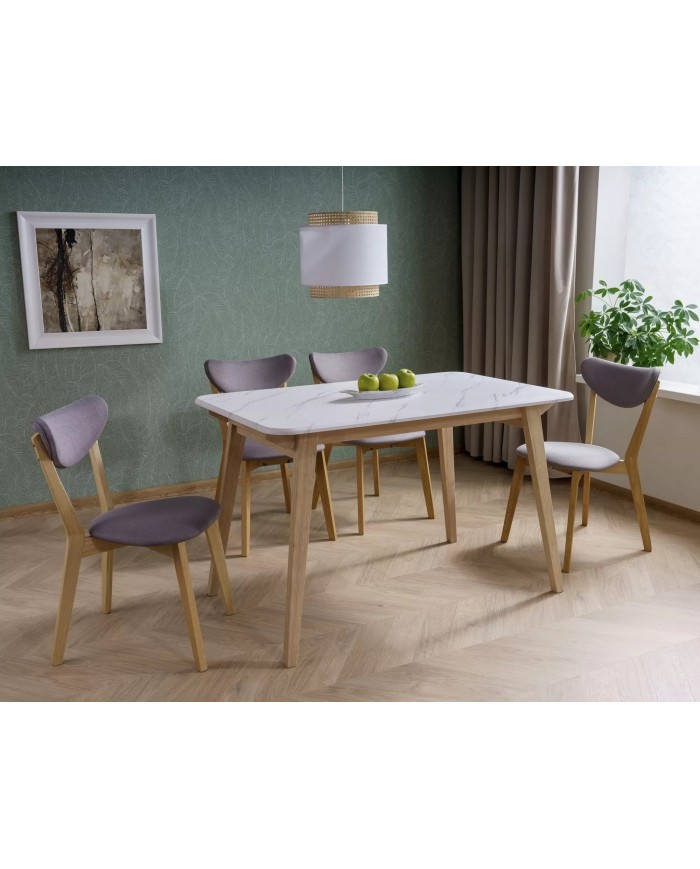 Chaise bois massif chêne avec assise tissu Brondo