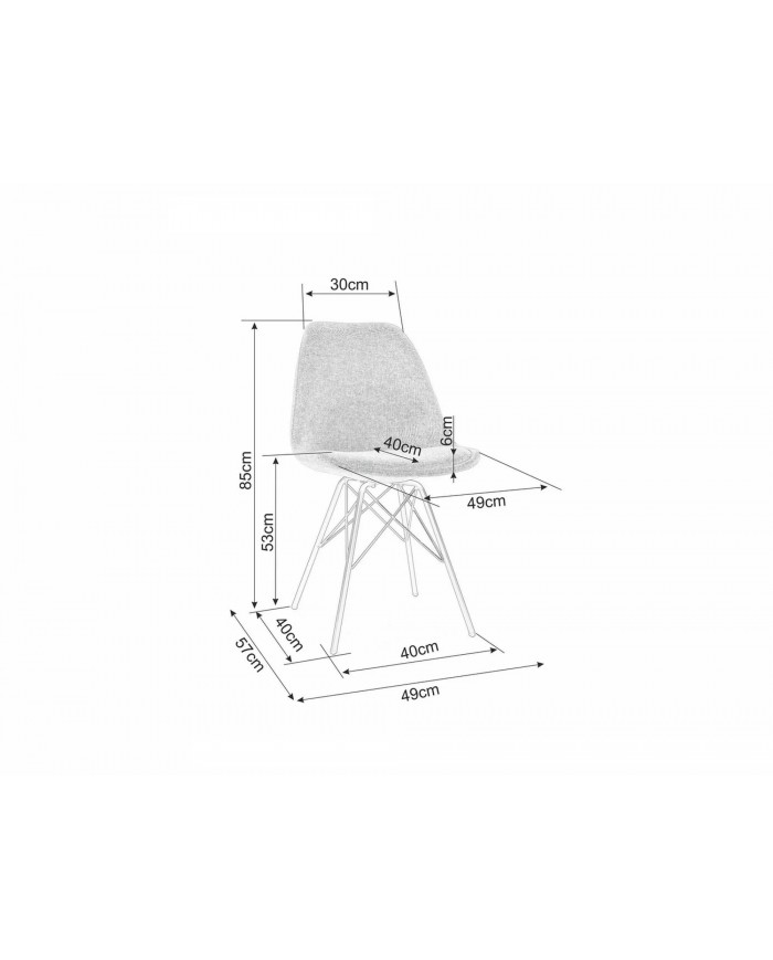 Chaise rembourrée en tissu avec pieds en métal design Ken