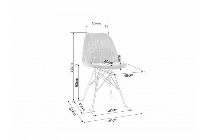 Chaise rembourrée en tissu avec pieds en métal design Ken