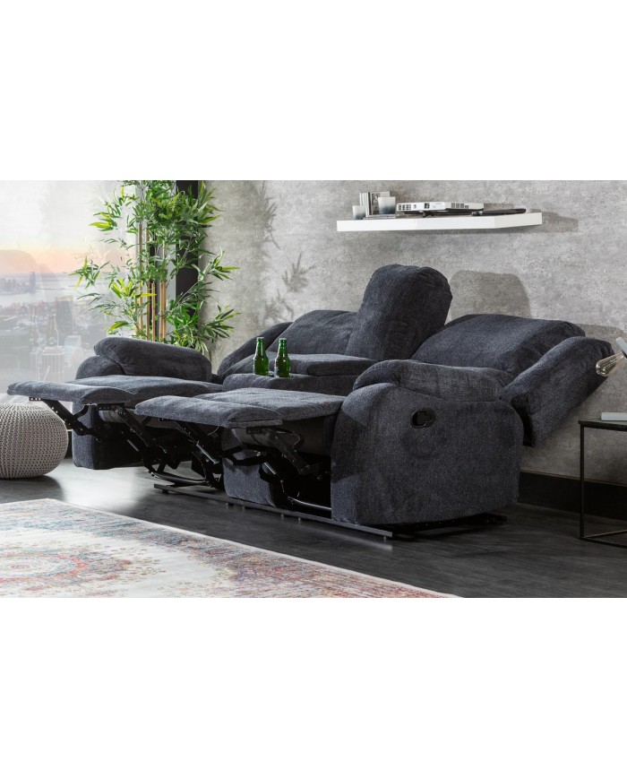 Fauteuil cinéma CANNES 2 places relax textile gris chine