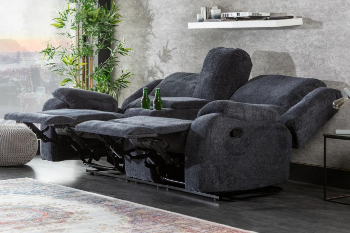 Fauteuil cinéma CANNES 2 places relax textile gris chine