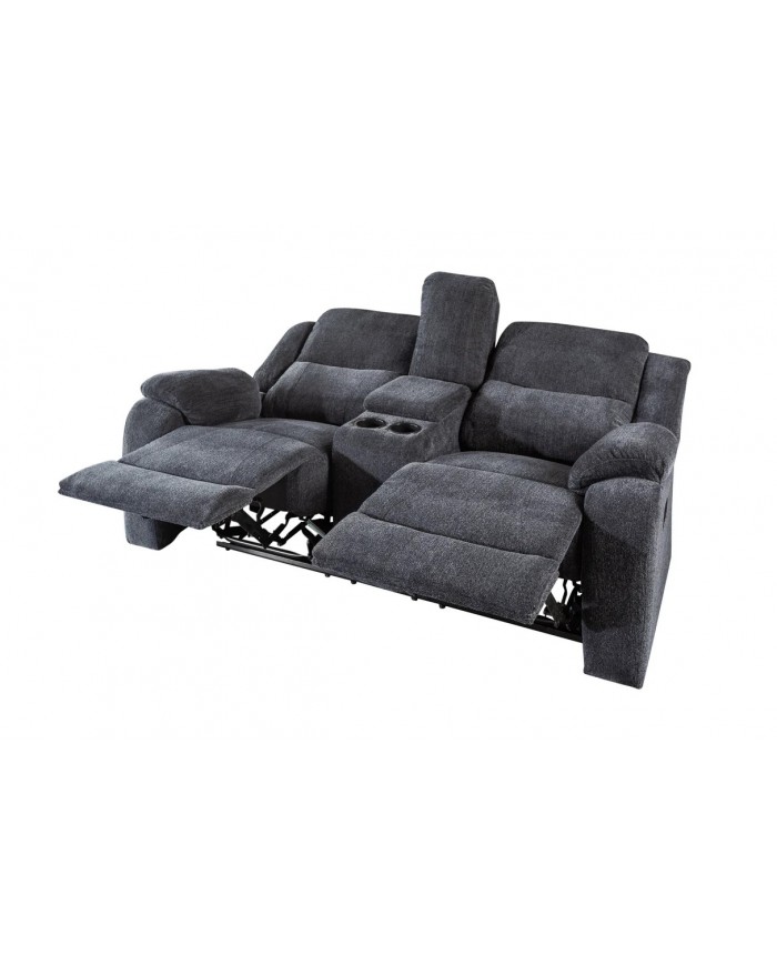 Fauteuil cinéma CANNES 2 places relax textile gris chine