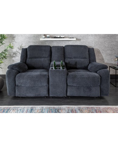Fauteuil cinéma CANNES 2 places relax textile gris chine