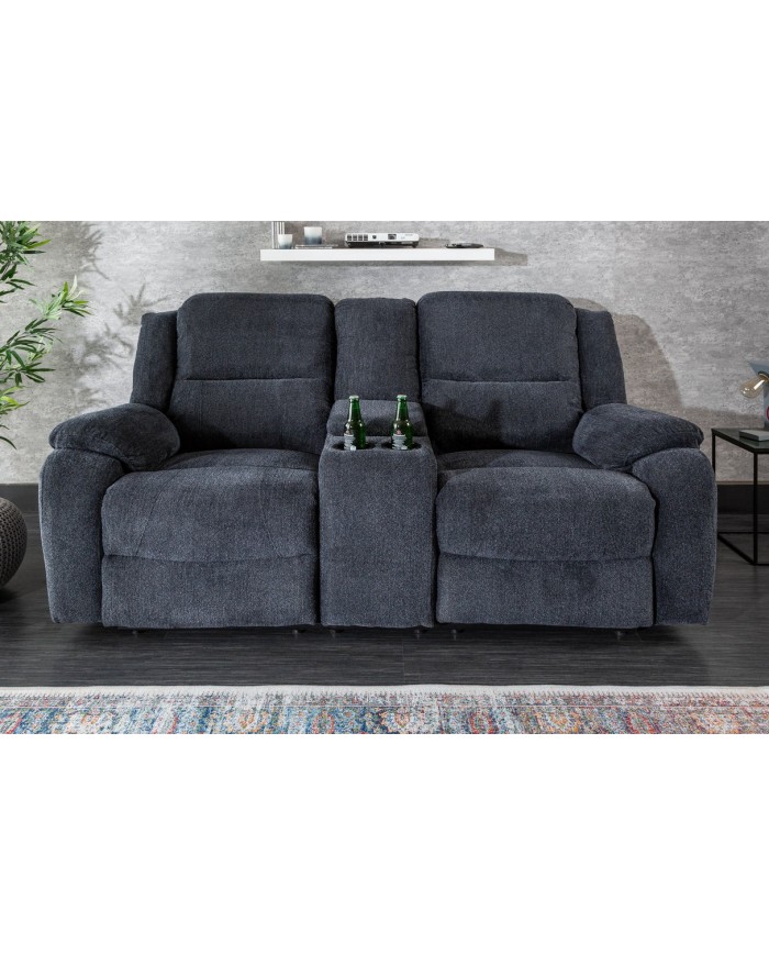 Fauteuil cinéma CANNES 2 places relax textile gris chine