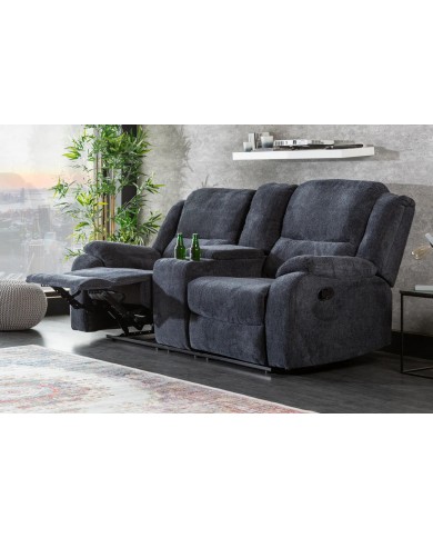 Fauteuil cinéma CANNES 2 places relax textile gris chine