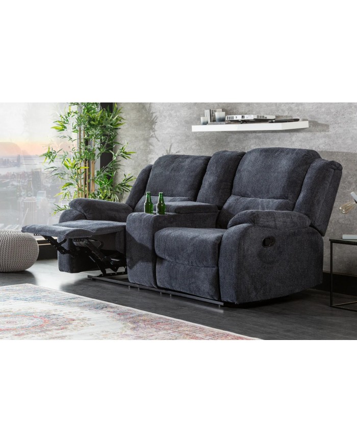 Fauteuil cinéma CANNES 2 places relax textile gris chine