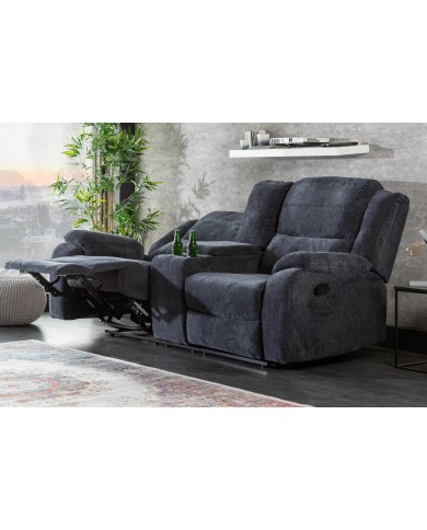 Fauteuil cinéma CANNES 2 places relax textile gris chine