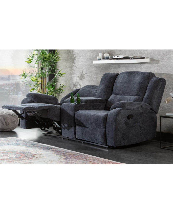 Fauteuil cinéma CANNES 2 places relax textile gris chine