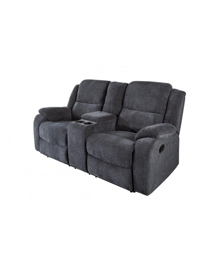 Fauteuil cinéma CANNES 2 places relax textile gris chine