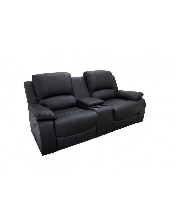 Fauteuil cinéma CANNES 2 places relax cuir écologique noir