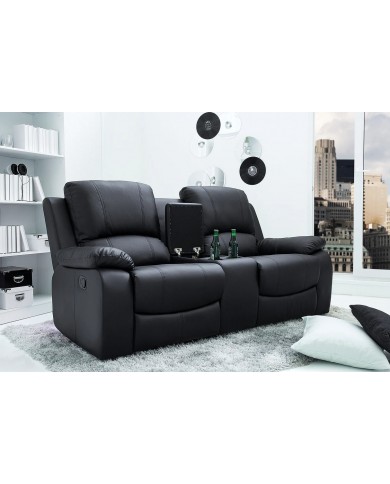 Fauteuil cinéma CANNES 2 places relax cuir écologique noir