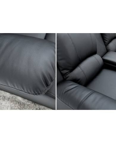 Fauteuil cinéma CANNES 2 places relax cuir écologique noir