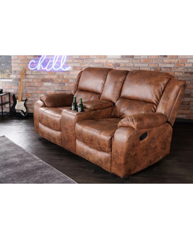 Fauteuil cinéma CANNES 2 places relax cuir écologique antique Brown