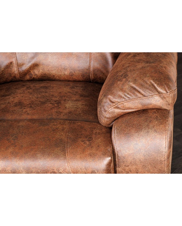 Fauteuil cinéma CANNES 2 places relax cuir écologique antique Brown