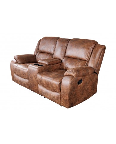 Fauteuil cinéma CANNES 2 places relax cuir écologique antique Brown