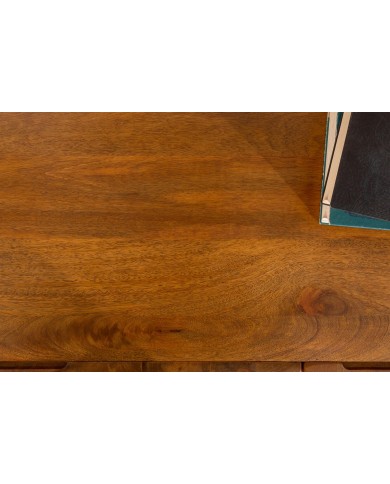 Buffet en bois massif avec reliefs 3D manguier marron et pieds en métal noir 140 cm Scorpion