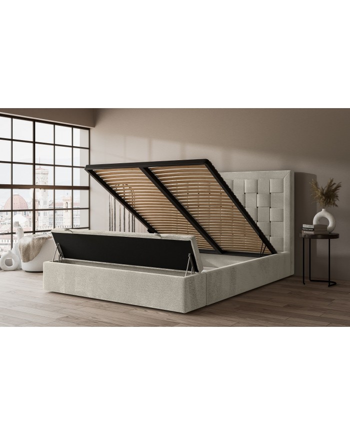Lit TESSE – Design audacieux, sommier lattes et coffre de rangement intelligent