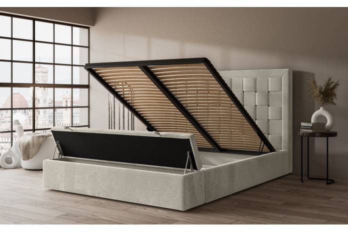 Lit TESSE – Design audacieux, sommier lattes et coffre de rangement intelligent
