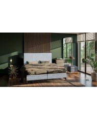 Lit ARSA avec sommier coffre latéral intégré : Confort, design et praticité dans un seul lit.