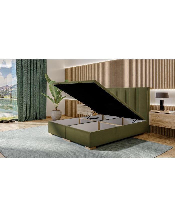 Lit  à sommier ouvrant intégré - Choix de tissus BELLA – Design Raffiné & Rangement Intégré