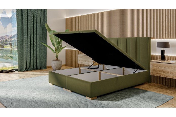 Lit  à sommier ouvrant intégré - Choix de tissus BELLA – Design Raffiné & Rangement Intégré
