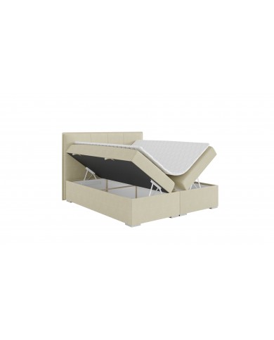Lit Boxspring + tète de lit + sommier + Matelas + surmatelas JIM – Design graphique & confort multicouche
