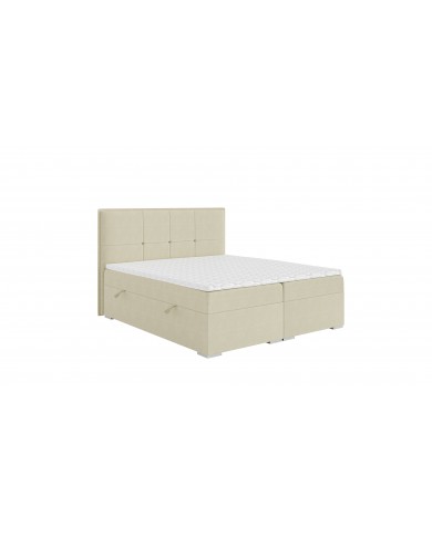Lit Boxspring + tète de lit + sommier + Matelas + surmatelas JIM – Design graphique & confort multicouche