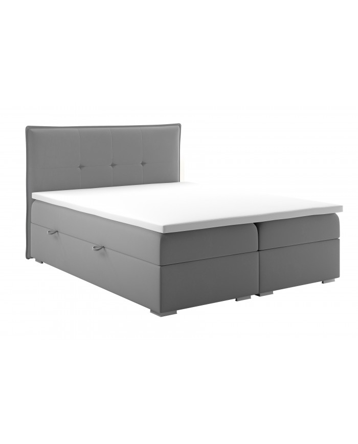 Lit Boxspring + tète de lit + sommier + Matelas + surmatelas JIM – Design graphique & confort multicouche