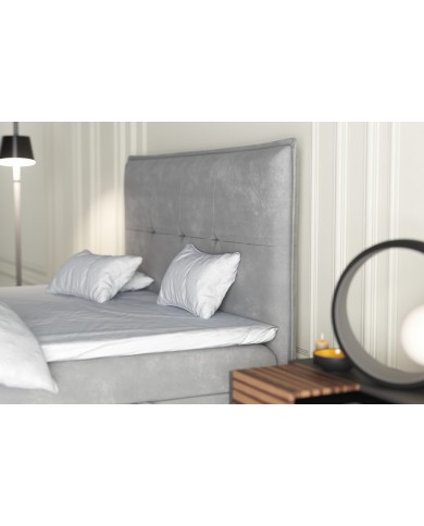 Lit Boxspring + tète de lit + sommier + Matelas + surmatelas JIM – Design graphique & confort multicouche