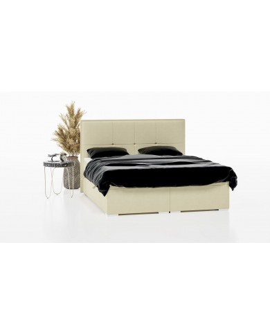 Lit Boxspring + tète de lit + sommier + Matelas + surmatelas JIM – Design graphique & confort multicouche