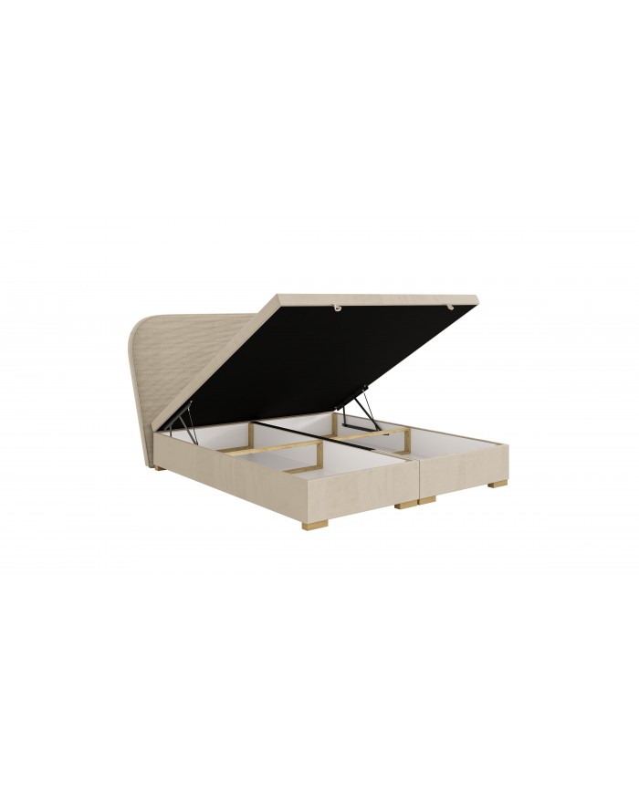 Lit Design Tissu Oxford + Sommier Intégré avec Coffre XXL – BODEMA Design