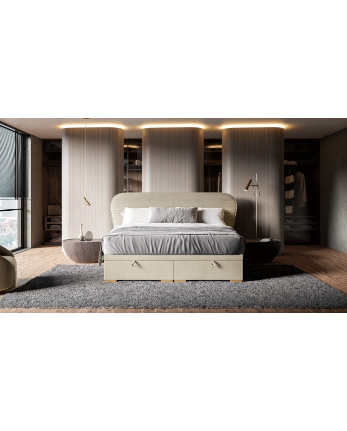 Lit Design Tissu Oxford + Sommier Intégré avec Coffre XXL – BODEMA Design