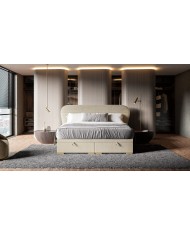 Lit Design Tissu Oxford + Sommier Intégré avec Coffre XXL – BODEMA Design