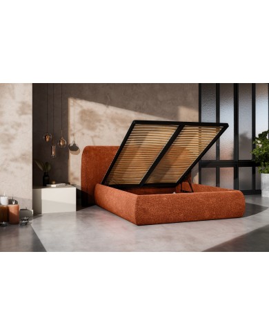 Lit continental Design Rita avec sommier intégré et tissus Oxford au choix – Élégance Douce et Fonctionnelle