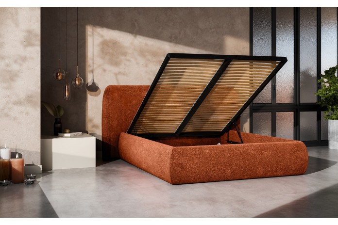 Lit continental Design Rita avec sommier intégré et tissus Oxford au choix – Élégance Douce et Fonctionnelle
