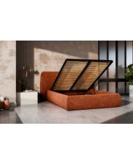 Lit continental Design Rita avec sommier intégré et tissus Oxford au choix – Élégance Douce et Fonctionnelle