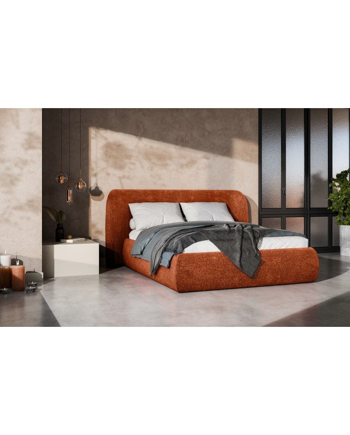 Lit continental Design Rita avec sommier intégré et tissus Oxford au choix – Élégance Douce et Fonctionnelle