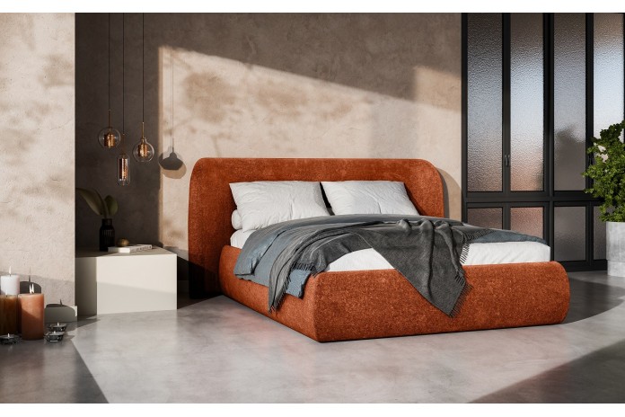 Lit continental Design Rita avec sommier intégré et tissus Oxford au choix – Élégance Douce et Fonctionnelle