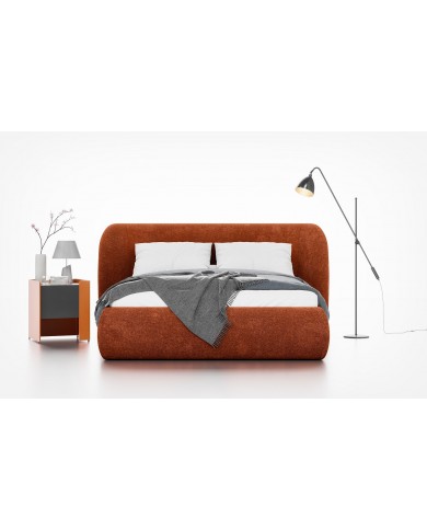Lit continental Design Rita avec sommier intégré et tissus Oxford au choix – Élégance Douce et Fonctionnelle