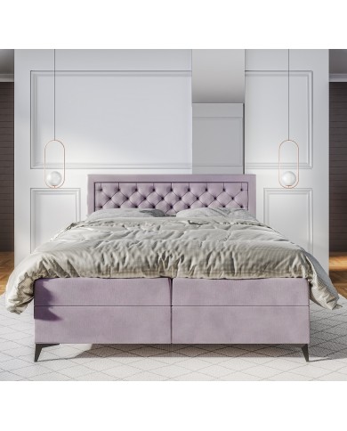 BOXSPRING LUISA – Élégance et Confort au design raffiné, avec double coffre de rangement et confort multicouche